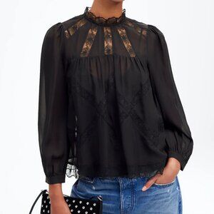 Madewell Lace-Inset Top in Silk Size S
